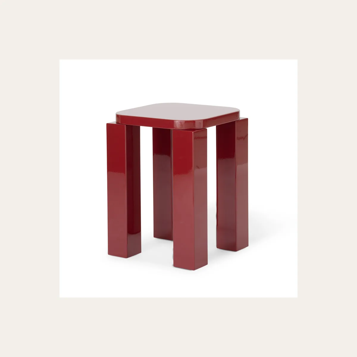 Atlas Stool Lacquered Burgundy