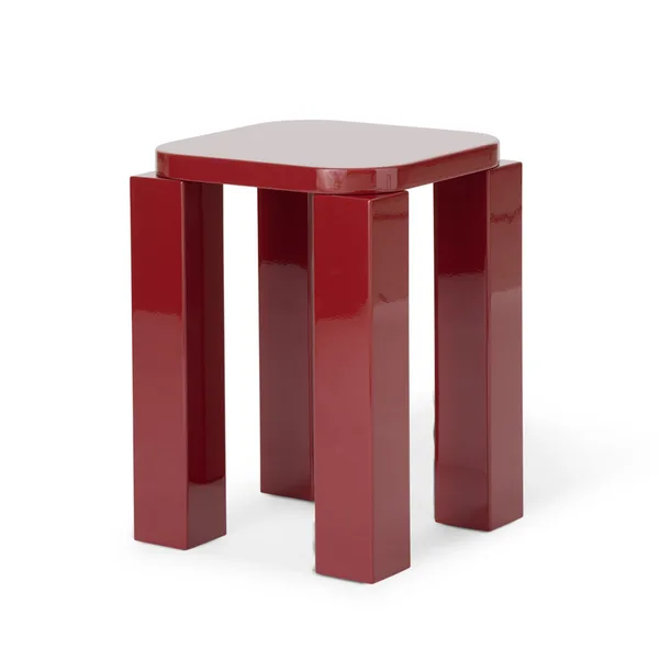 Atlas Stool Lacquered Burgundy