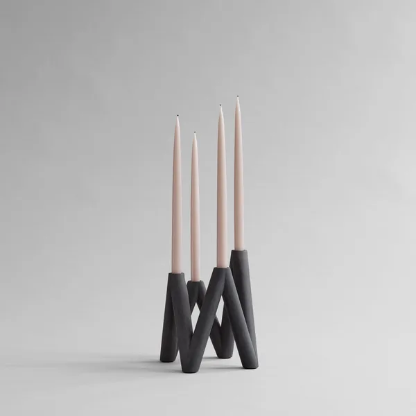 W Candle Holder Black