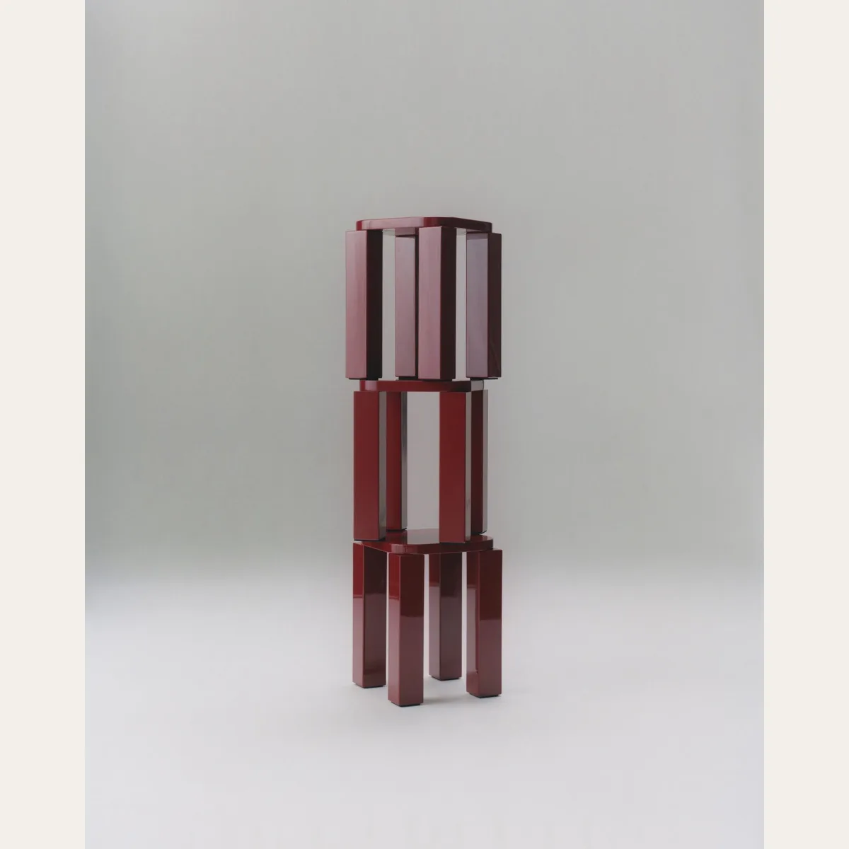 Atlas Stool Lacquered Burgundy