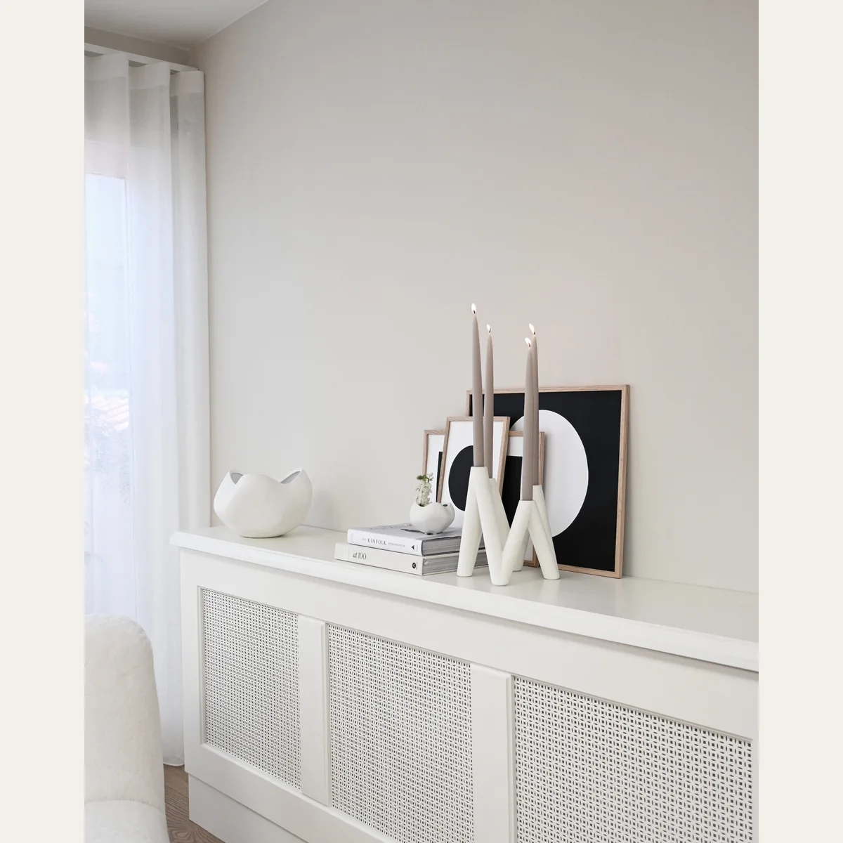 W Candle Holder Bone White